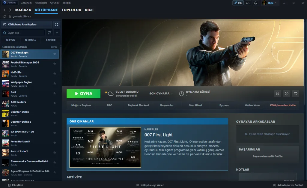 Gamevia Oyun Detay Sayfası ve İndirme Ekranı